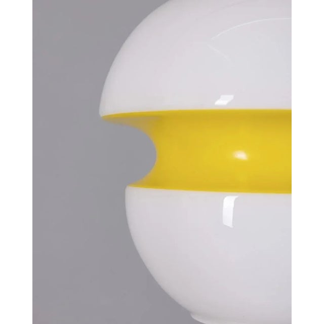 Vintage White and Yellow Glass Pendant, Italy, 1970s For Sale - Image 6 of 8