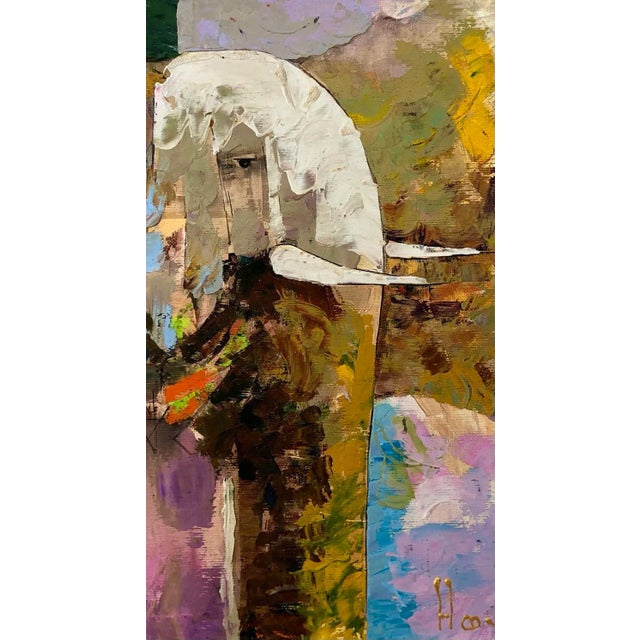 1980s 1980s Hovik Expressionist Oil Painting on Canvas of an Elephant For Sale - Image 5 of 7