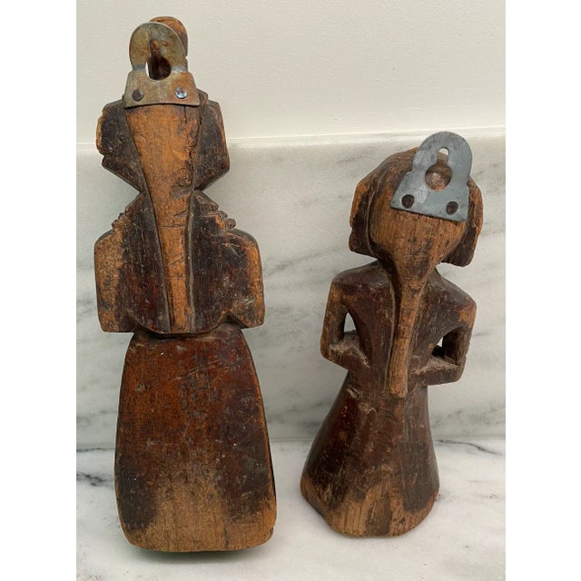 Antique Hand-Carved African Tribal Couple Figurines- Set of 2 For Sale - Image 4 of 5