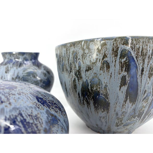 Ceramic Flow Glazed Studio Ceramic Pieces, 1994, Set of 3 For Sale - Image 7 of 18