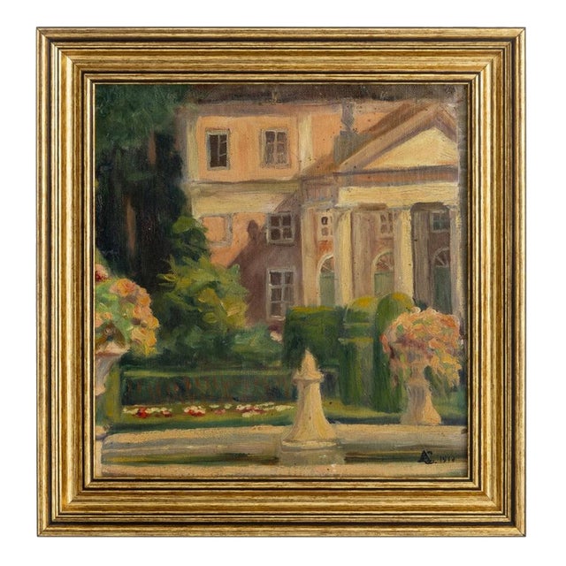António José Da Costa, Landscape with Classical Building, Oil Painting For Sale