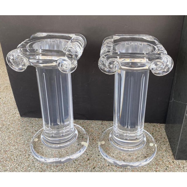Mid-Century Modern Late 20th Century Pair of Classical Style Lucite Pedestals by FabianArt For Sale - Image 3 of 10