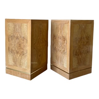 Pair of Bleached Burl Wood Column Pedestals by Heritage For Sale