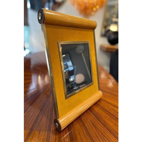 Vintage Wooden Photo Frame with Brass Accents and Sculptural Design, 1970 For Sale - Image 9 of 10