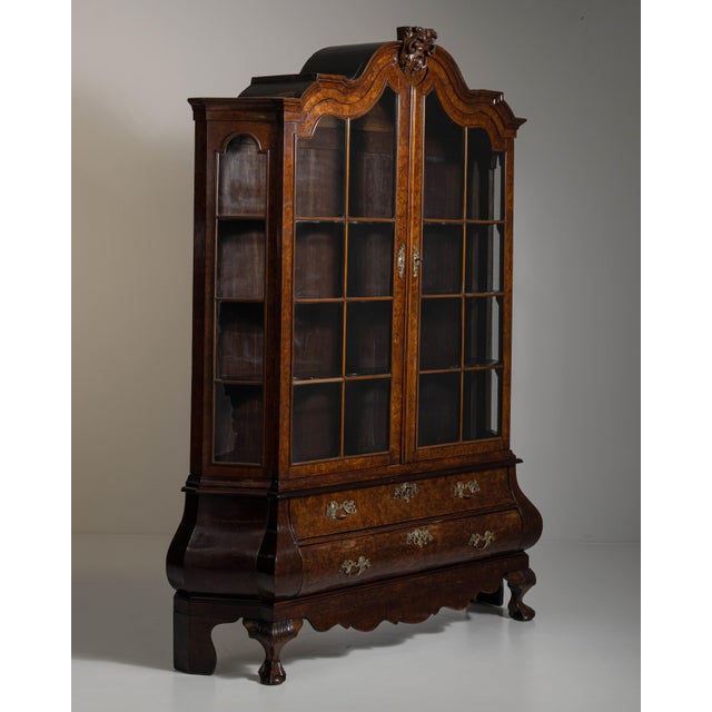 19th Century Chestnut Brown Dutch Vitrine with Brass Hardware For Sale - Image 11 of 15