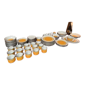 1970s Mid-Century Modern Midwinter Ltd “Sun” Stonehenge Tableware Set, Made in England- 92 Pieces