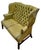 Mid 20th Century Mid 20th Century Vintage Olive Green Tufted Leather Wingback Settee With Nailhead Trim For Sale - Image 5 of 12