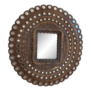 Horchow Large Round Peacock Mirror For Sale