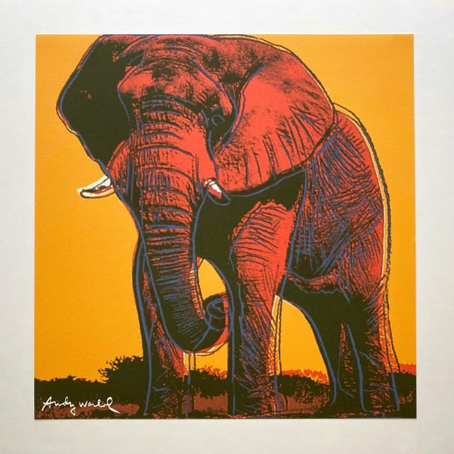 Contemporary Andy Warhol Vintage 1986 Limited Edition Endangered Species Large Fine Art Lithograph Print " African Elephant " 1983 For Sale - Image 3 of 12