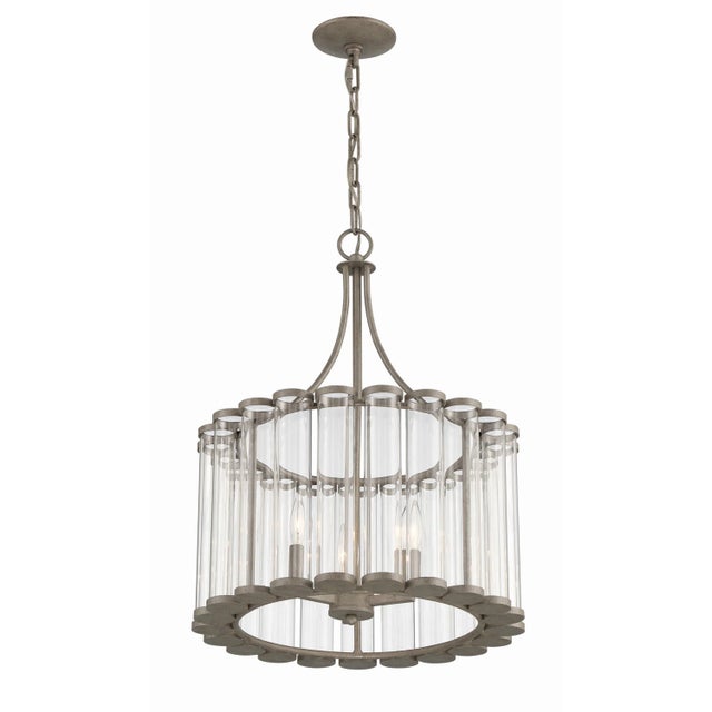 Farmhouse Bridgewater 3-Light Glass Statement Chandelier For Sale - Image 3 of 9