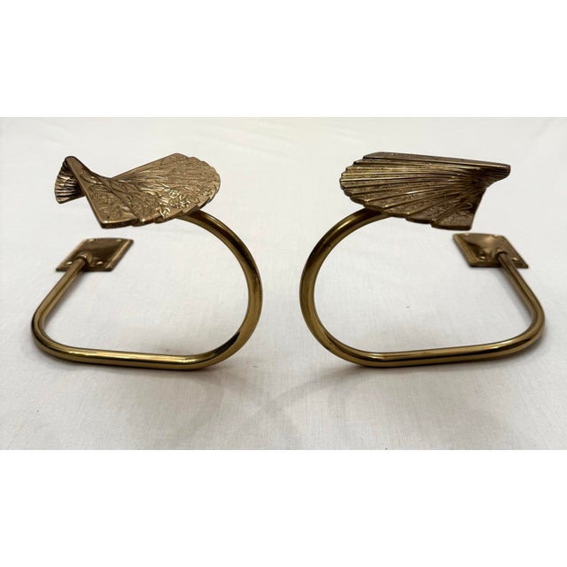 Hollywood Regency Solid Brass Curtain Tiebacks, a Pair For Sale - Image 11 of 12