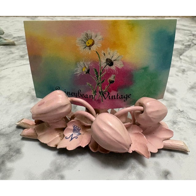 Vintage Italian 1950s Porcelain Flower Place Card Holders, Set of Twelve For Sale - Image 10 of 10