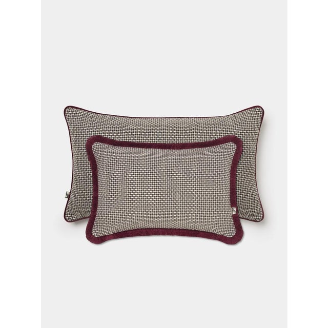Textured Cushion with Fringed Border by Villa Como For Sale - Image 4 of 5