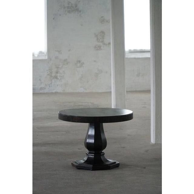 1930s Vintage Danish Round Art Deco Console Table in Ebonized Oak, 1930s For Sale - Image 5 of 18