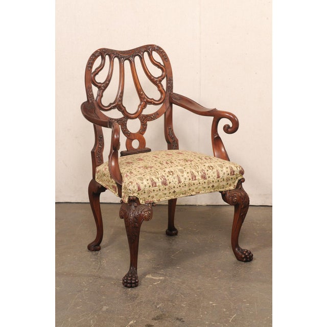 Early 20th Century Pair of Ornate Early 20th C. English Armchairs For Sale - Image 5 of 13