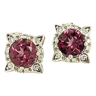 Natural Spinel Diamond Earrings 14k Y Gold 2.04 TCW Certified For Sale