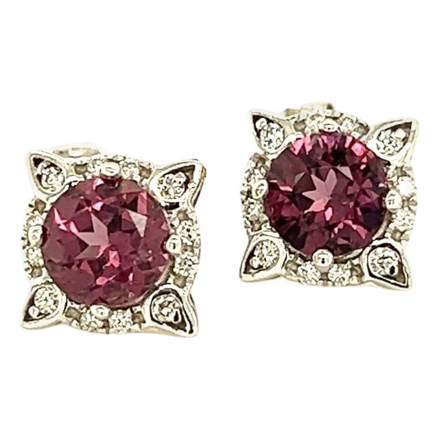 Natural Spinel Diamond Earrings 14k Y Gold 2.04 TCW Certified For Sale