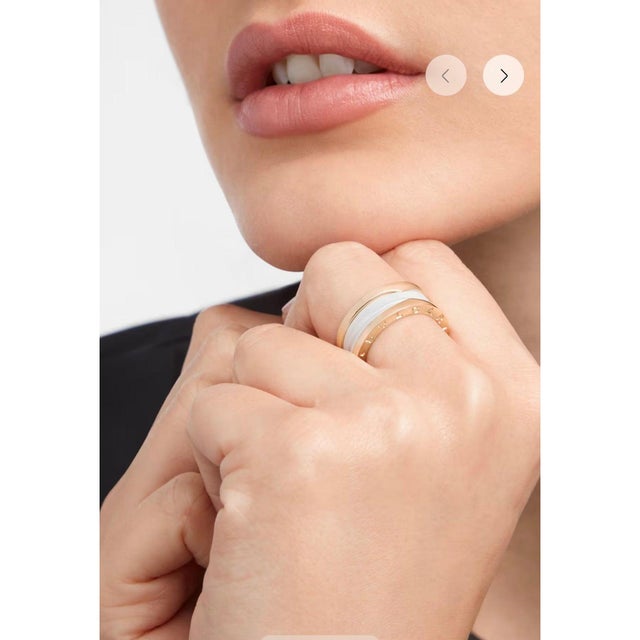 Bulgari B Zero Wide Four- Band , 18 Karat Rose Gold Loops White Eternity Band, Size 9 For Sale - Image 13 of 16