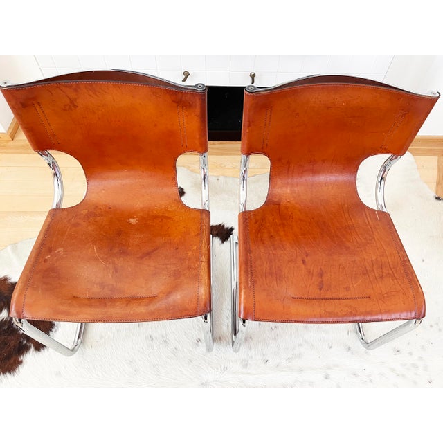 Set 8 Carlo Bartoli T 70 920 Cantilever Chairs Brown Leather - 8 PCS For Sale - Image 12 of 18