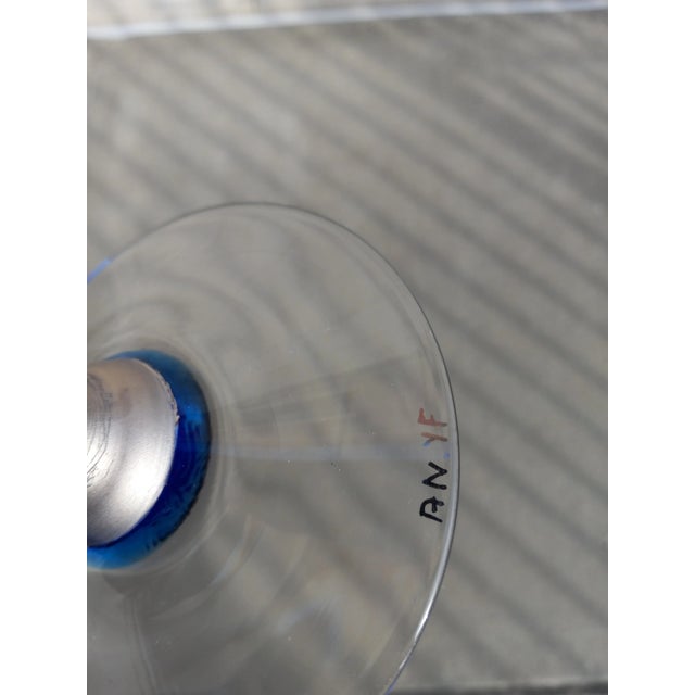 Glass Late Twentieth Century Cobalt Blue and Silver Orrefors Celeste Candlestick by Anne Nilsson For Sale - Image 7 of 11