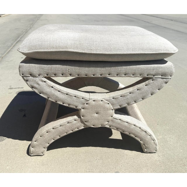 Restoration Hardware Restoration Hardware Toscane Nailhead Bench/Stool For Sale - Image 4 of 9