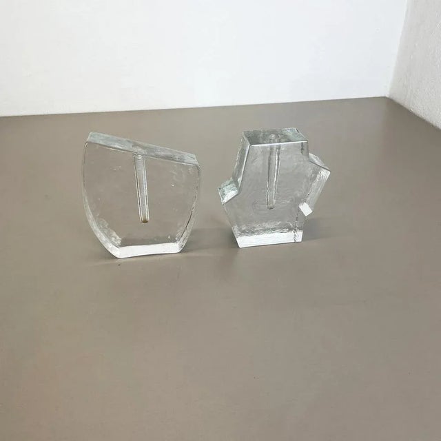 Brutalist German Rock Glass Vases attributed to Peill and Putzler, 1970s, Set of 2 For Sale - Image 3 of 18