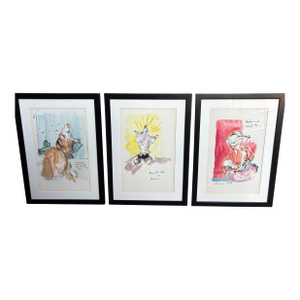 Collection of Three Signed Figurative Ink & Watercolor Works, 1973–1975