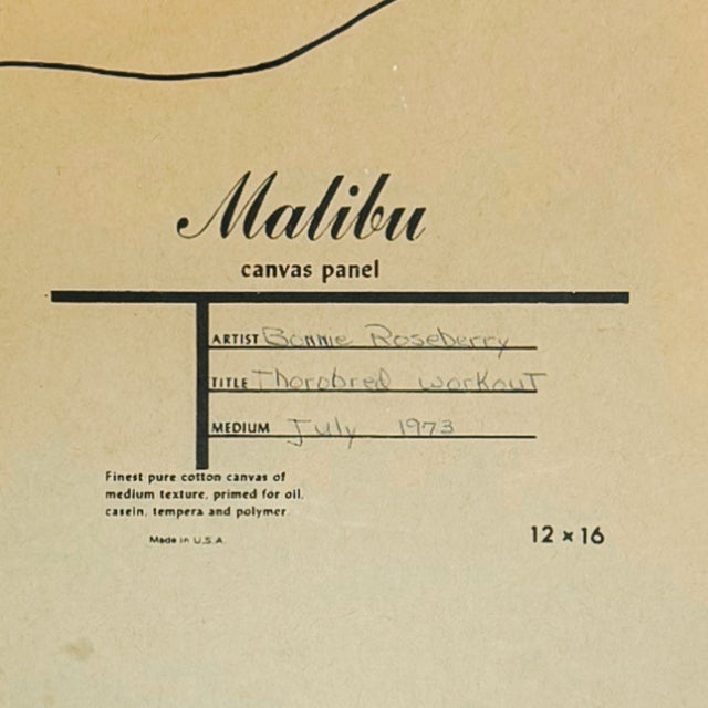 Vintage 1973 Signed Equestrian Oil Painting – "Thoroughbred Workout" by Bonnie Roseberry For Sale - Image 10 of 10