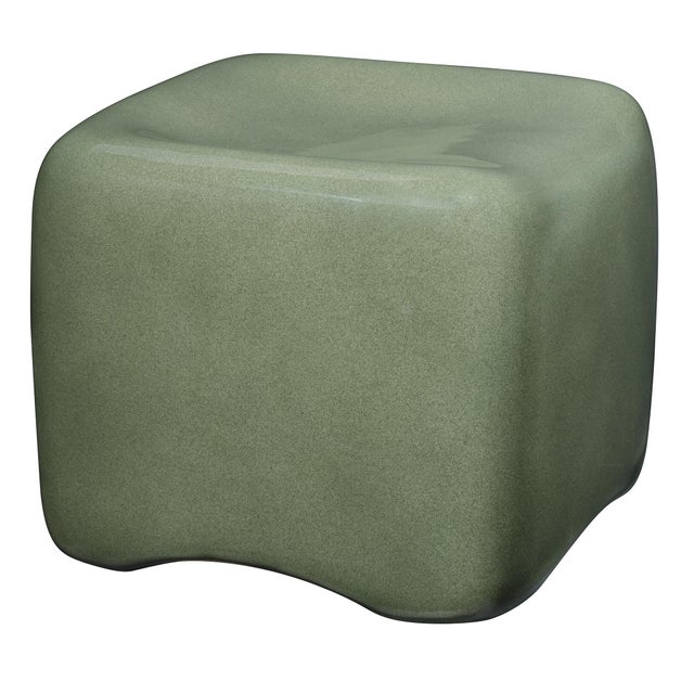 Cushion Concrete Stool, Olive Green For Sale