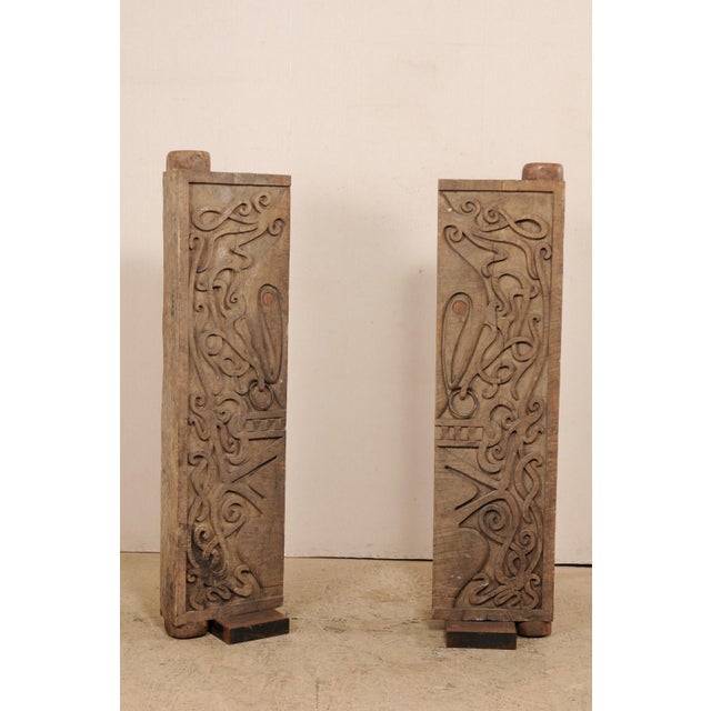 Mid 20th Century Borneo Carved Wood Doors – A Pair For Sale - Image 4 of 10