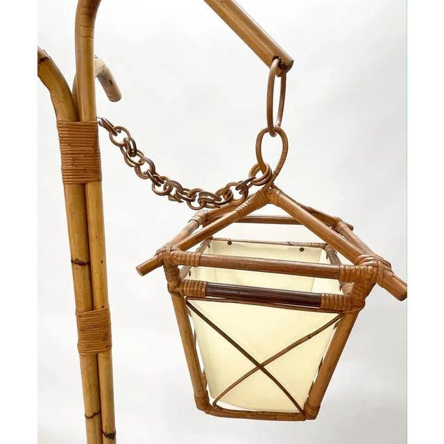 Mid-Century Italian Bamboo and Rattan Floor Lamp with Tripod Base, 1950s For Sale - Image 14 of 18