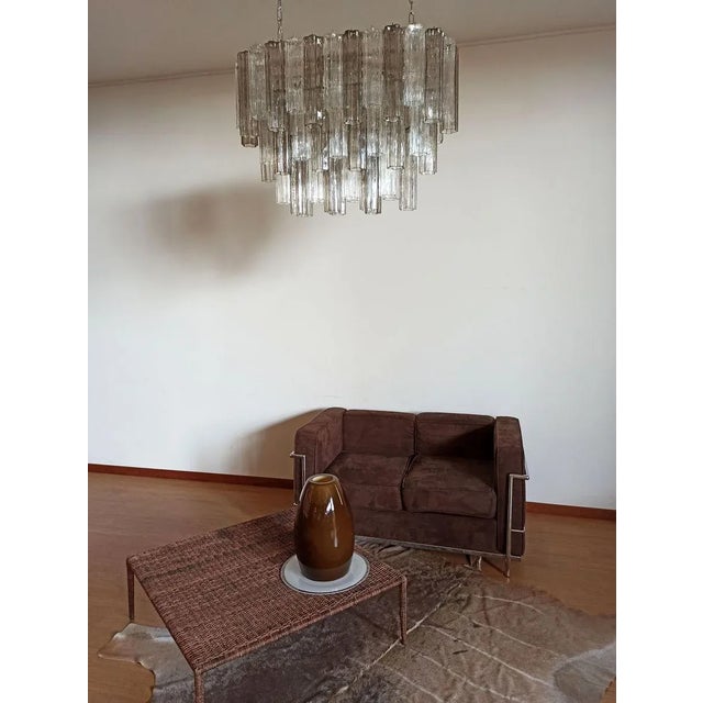 Murano Tube Chandelier with 62 Transparent and Smoked Glass, 1982 For Sale - Image 6 of 18