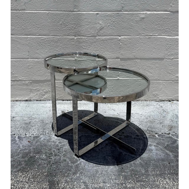 Metal Vintage Chrome Mirrored Side Tables After Minotti - Set of 2 For Sale - Image 7 of 8
