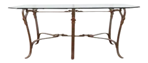 Adnet Hermes Style Faux Leather Iron Strap Cocktail Table