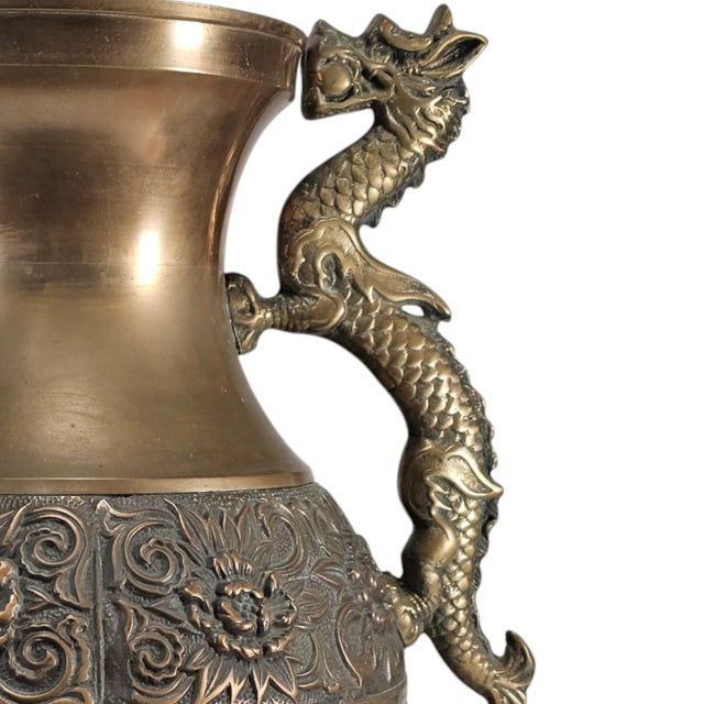 1970s Pair Hollywood Regency Brass Dragon Table Lamps James Mont Style 20" For Sale - Image 5 of 12