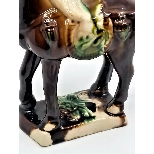 Vintage Ceramic Chinese Tang Dynasty War Horse Figurine Sculpture For Sale - Image 9 of 10