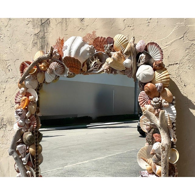 Vintage Shell Encrusted Wall Mirror For Sale - Image 11 of 14