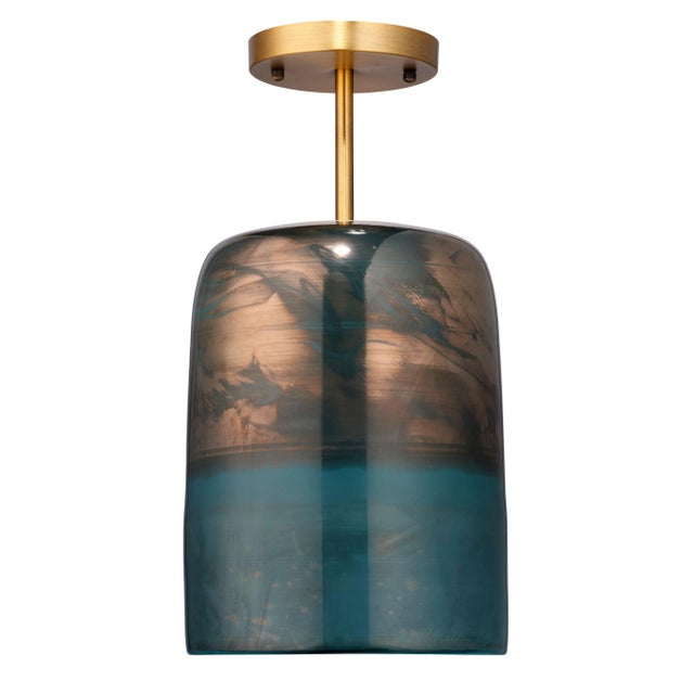 2020s Jamie Young Vapor Semi-Flush Mount, Aqua & Brass For Sale - Image 5 of 5