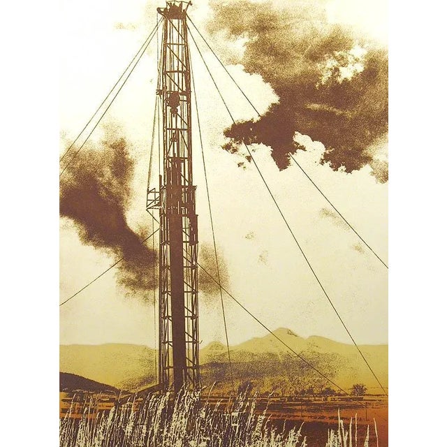 "Completing Discovery Well" By Ted Thomas Original Limited Edition Etching on Paper Hand Signed & Titled by the Artist...