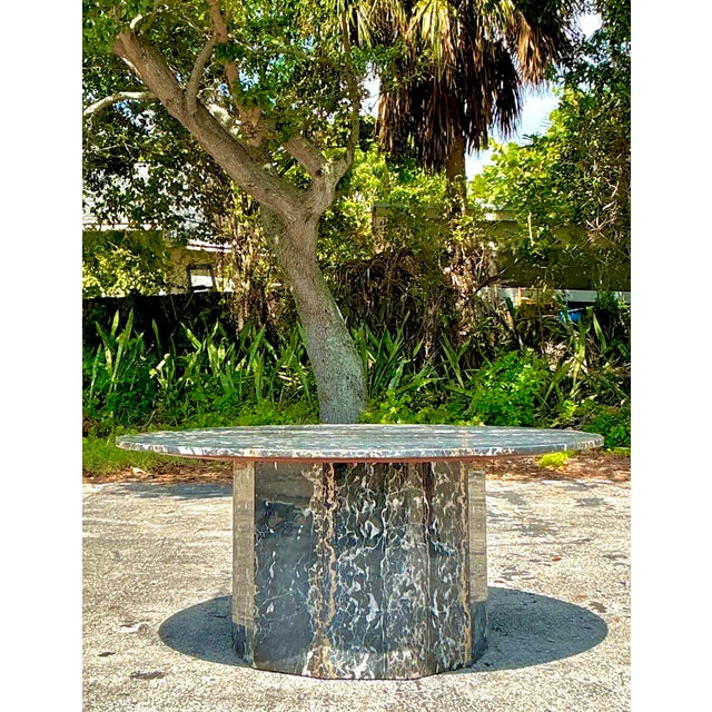 Black Vintage Black Marble Dining Table For Sale - Image 8 of 12