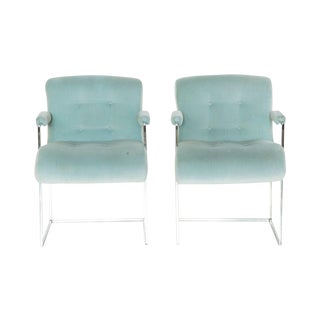 Milo Baughman Chrome Dining Chairs - Pair For Sale