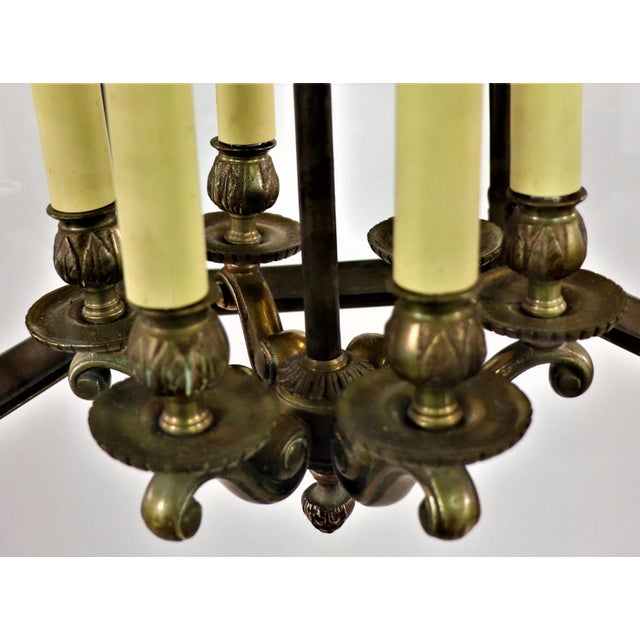 Metal Circa 1800 French Louis XIV Bronze Lantern With Cut Glass Panels For Sale - Image 7 of 13