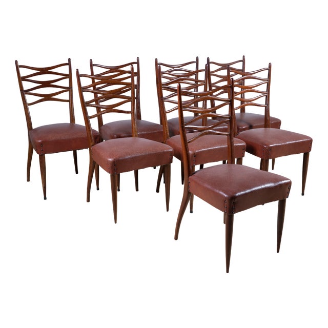 Vintage Italian Dining Chairs by Eugenia Alberti and Gian Luigi Reggio, 1952, Set of 8 For Sale