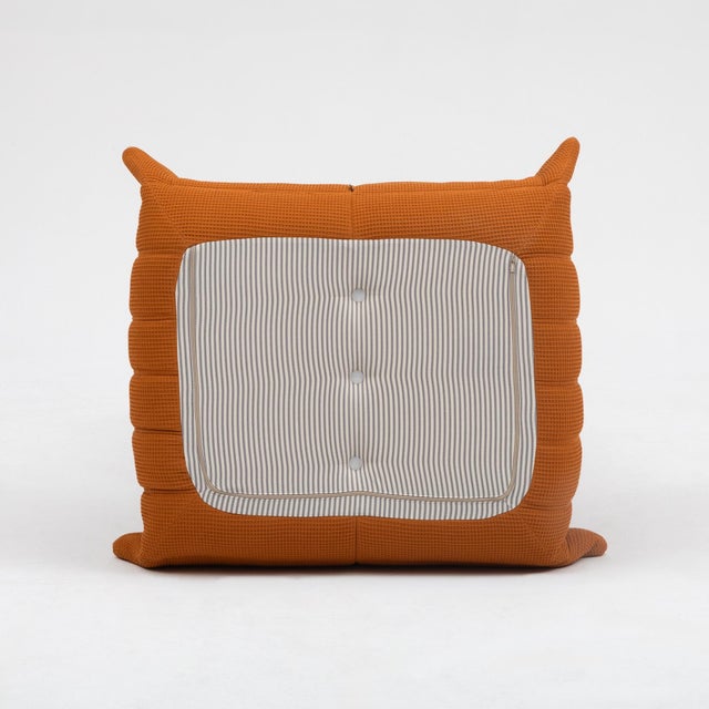 Ligne Roset Togo Fireside Chair and Ottoman in Electric Orange Waffle Fabric For Sale - Image 10 of 16