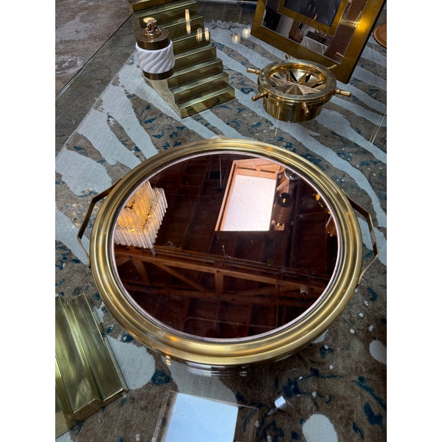 Metal Italian Mid-Century Brass and Smoked Mirror Serving Tray, 1970s For Sale - Image 7 of 7