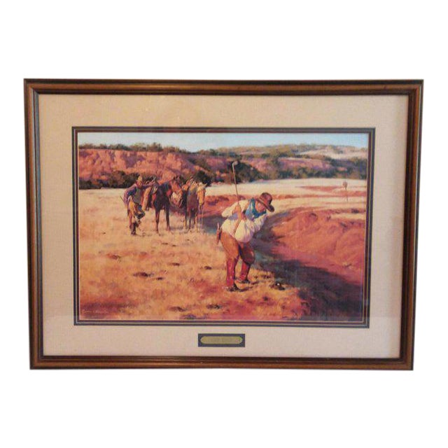 20th Century Cowboy Golf Western Realist Chip Shot Print Signed