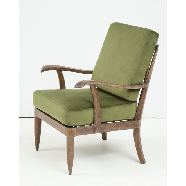 French Mid-Century Cerused Oak Armchairs/ Lounge Chairs - a Pair For Sale - Image 4 of 11