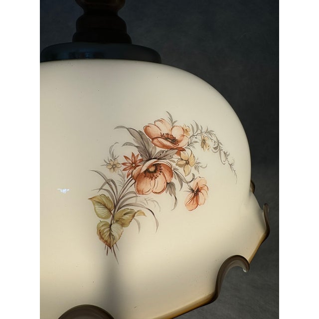 Italian Pendant Lamp with Floral Motif Shade, 1970s For Sale - Image 10 of 11