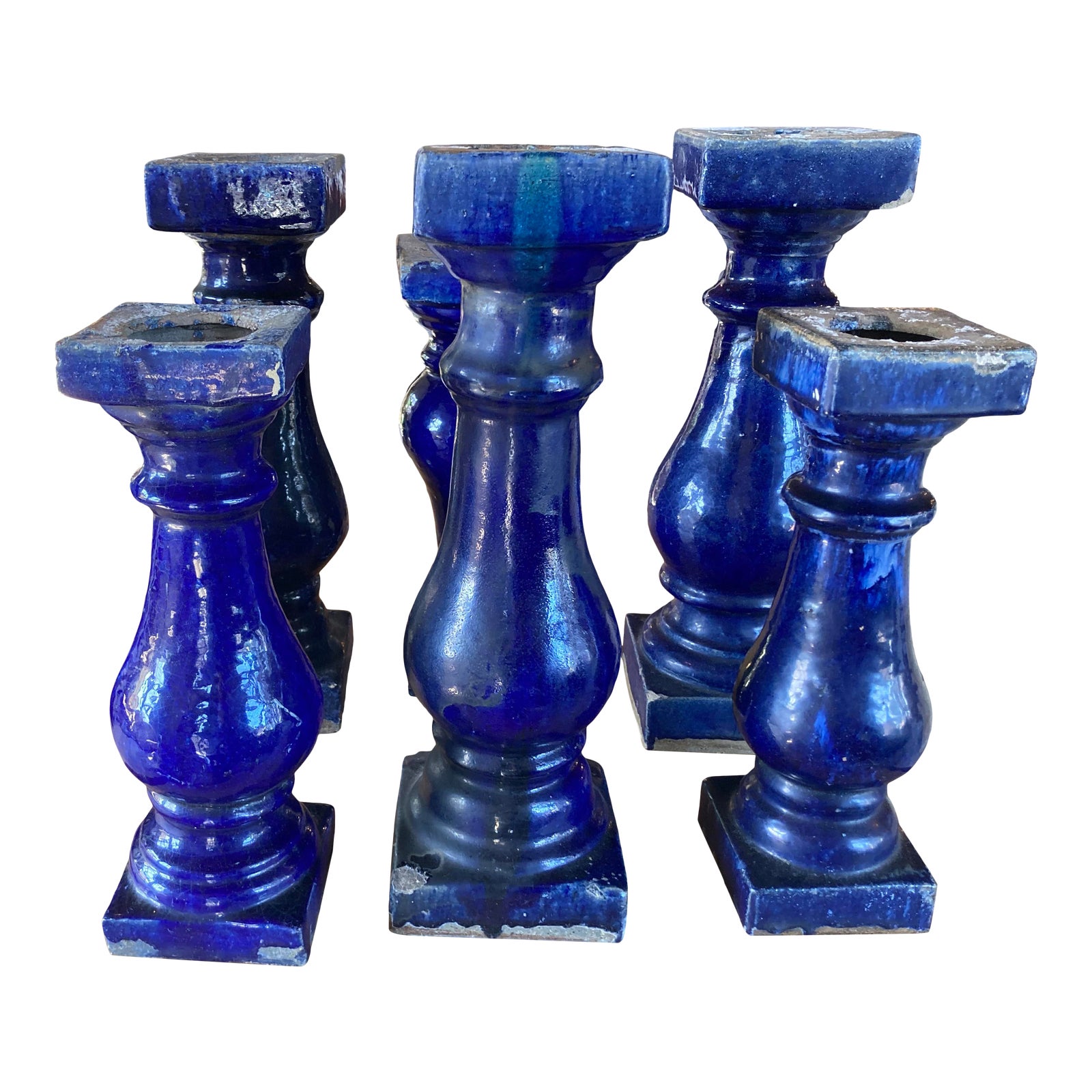 Late 20th Century Glazed Ceramic Pillars Set of 6 Chairish