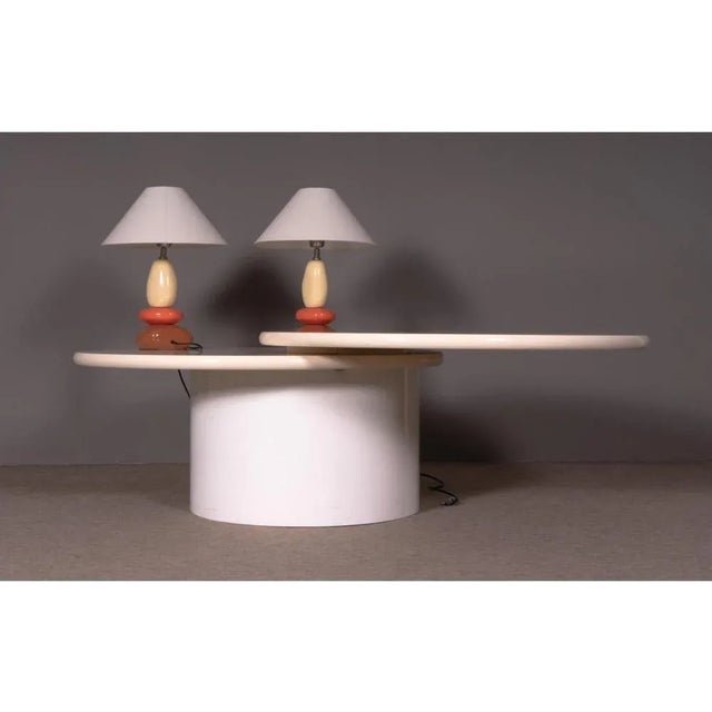 Set of 2 table lamps with multicolor lacquered "sassi" ceramic base and white fabric lampshade MEASURES Height 45cm...